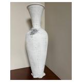 E - Decorative Floor Vase Distressed White Urn 32 in E - Decorative Floor Vase Distressed White Urn 32 in