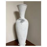 E - Decorative Floor Vase Distressed White Urn 32 in E - Decorative Floor Vase Distressed White Urn 32 in