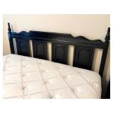 LL - Queen Bed Frame Black Painted Wooden Headboard With Bedding Ensemble LL - Queen Bed Frame Black Painted Wooden Headboard With Bedding Ensemble