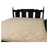 LL - Queen Bed Frame Black Painted Wooden Headboard With Bedding Ensemble LL - Queen Bed Frame Black Painted Wooden Headboard With Bedding Ensemble