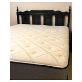 LL - Queen Bed Frame Black Painted Wooden Headboard With Bedding Ensemble LL - Queen Bed Frame Black Painted Wooden Headboard With Bedding Ensemble