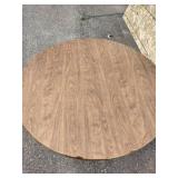Vintage solid oak single pedestal dining table, with leaf