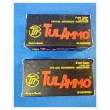 (100) Rounds TulAmmo 9mm Luger ammunition, packaged in 50-round boxes.
