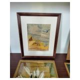 These items appear to be vintage, framed botanical and nature prints, including works that resemble De Jonge flower art