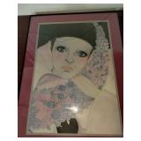 These are vintage Mira Fujita Pierrot mime art prints from the 1980s, recognizable by their distinctive sad clown imagery.