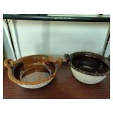 These are traditional Mexican clay pots, or cazuelas de barro, known for their brown glazed interior finish
