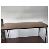 Flash Furniture activity table features a rectangular oak laminate top and adjustable chrome legs