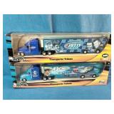 Hot Wheels Racing Richard Petty Transporter Tribute die-cast trucks.