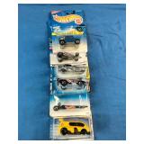 Collection of vintage carded Hot Wheels die-cast toy cars, primarily from the mid-to-late 1990s.