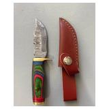 Brand New Damascus Knife with Leather Sheath 6 1/2' Overall Length