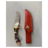 Brand New Damascus Knife with Antler Handle 6' Overall Length