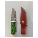 Brand New Damascus Knife with Leather Sheath 6.5' Overall Length