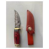 Brand New Damascus Knife with Leather Sheath 6.5' Overall Length