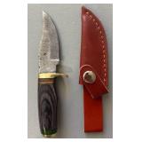 Brand New Damascus Knife with Leather Sheath 6.5' Overall Length