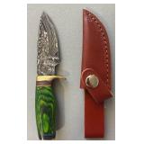 Brand New Damascus Knife with Leather Sheath 6.5' Overall Length