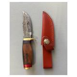Brand New Damascus Knife with Leather Sheath 6.5' Overall Length