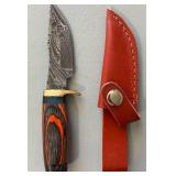 Brand New Damascus Knife with Leather Sheath 6.5' Overall Length