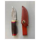 Brand New Damascus Knife with Leather Sheath 6.5' Overall Length