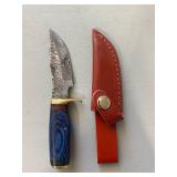 Brand New Damascus Knife with Leather Sheath 6.5' Overall Length