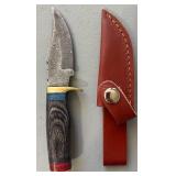 Brand New Damascus Knife with Leather Sheath 6.5' Overall Length