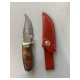 Brand New Damascus Knife with Leather Sheath 6.5' Overall Length