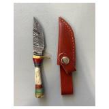 Brand New Damascus Knife with Antler Handle 6' Overall Length