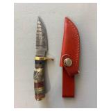 Brand New Damascus Knife with Antler Handle 6' Overall Length
