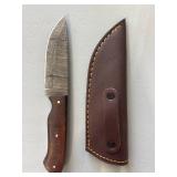Brand New Damascus Knife with Leather Sheath 8' Overall Length