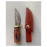 Brand New Damascus Knife with Leather Sheath 6.5' Overall Length