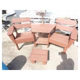 Outdoor Chairs with Table, Umbrella and Footrest