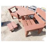 Outdoor Chairs with Table, Umbrella and Footrest