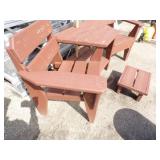 Outdoor Chairs with Table, Umbrella and Footrest