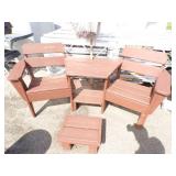Outdoor Chairs with Table, Umbrella and Footrest