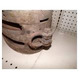 Huge Vintage  Wood Double Pully with Hook