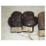 2 pair of Vintage Boxing Gloves and Canvas Sacks with Markings