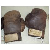 2 pair of Vintage Boxing Gloves and Canvas Sacks with Markings