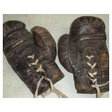 2 pair of Vintage Boxing Gloves and Canvas Sacks with Markings