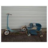 Vintage Scooter and Baby Cart