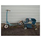 Vintage Scooter and Baby Cart