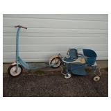 Vintage Scooter and Baby Cart