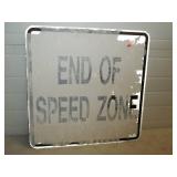 End Of Speed Zone Metal Sign