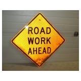 Road Work Ahead Metal Reflective Sign 24'