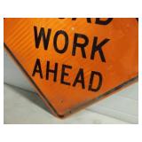 Road Work Ahead Metal Reflective Sign 24'