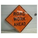 Road Work Ahead Metal Reflective Sign 24'