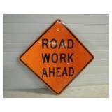 Road Work Ahead Metal Reflective Sign 24'