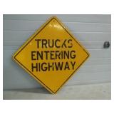 Trucks Entering Highway Metal Reflective Sign 24'