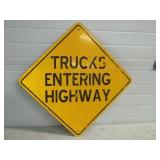 Trucks Entering Highway Metal Reflective Sign 24'