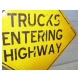 Trucks Entering Highway Metal Reflective Sign 24'