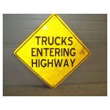 Trucks Entering Highway Metal Reflective Sign 24'