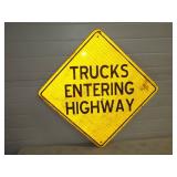 Trucks Entering Highway Metal Reflective Sign 24'